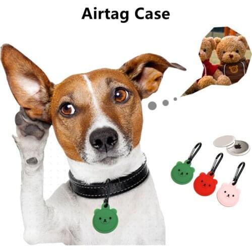 Cartoon Bear Silicone Protective Case For Apple Airtags Pet Dog Cat Collar For Apple GPS Locator Tracker Anti-lost Device Cover