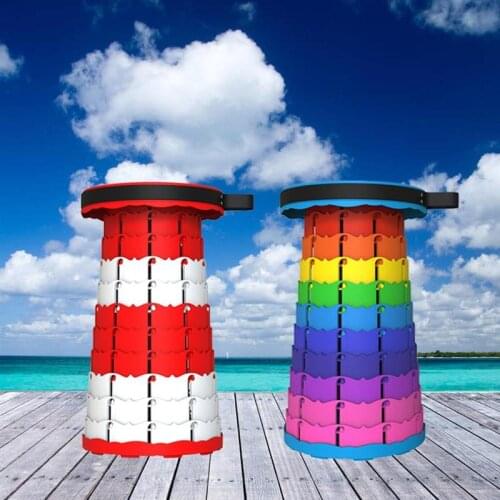 Rainbow Portable Camping Chair Telescopic Camping Stool Travel Folding Stool Adjustable Fishing Chair for Outdoor Hiking Picnic