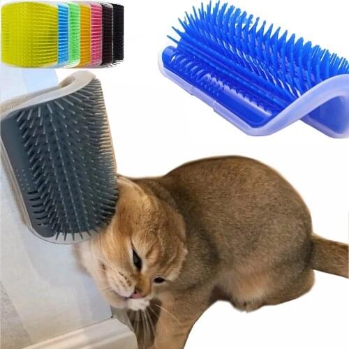 Comfy Functional Cat Corner Tickling Comb Brush Kitten Wall Sticker Massage Self Groomer Comb Pet Rubs for Kitty Products Bengal