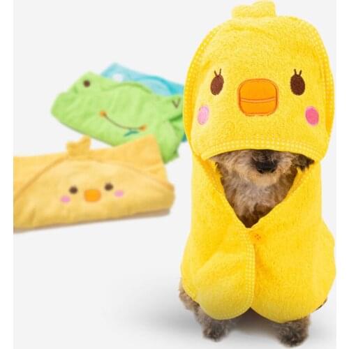 Cute Pet Dog Cat Towel Pets Drying Bath Towels with Hoodies Warm Blanket Soft Drying Cartoon Puppy Super Absorbent Bathrobes