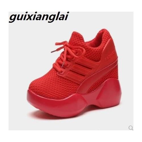2018 spring new Korean students net cloth shoes inside the thick-bottomed travel leisure shoes