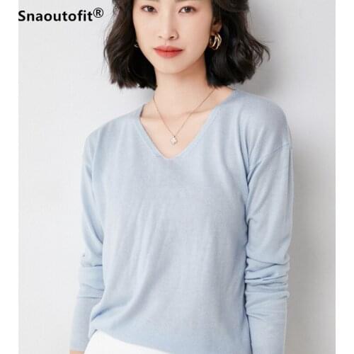 2021 Spring Autumn Style,Pure Wool,Womens Sweater,V-Neck Knitted Pullover,Solid Color,Loose,Slim And Soft,Large Size,L XL XXL