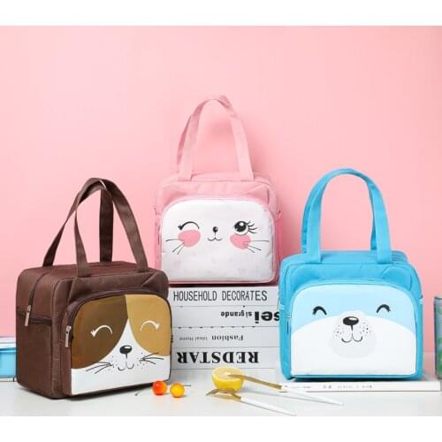 Waterproof Cartoons Lunch Bag Office Food Thermal Pouch Kids School Bento Handbag Portable Picnic Fruit Snack Keep Fresh Tote