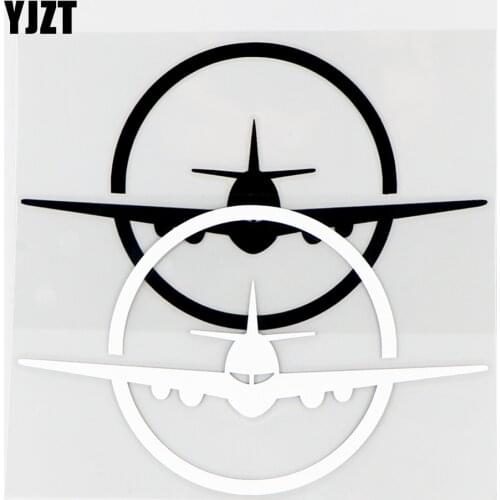 YJZT 15.6×9.5CM Interesting Aircraft Vinyl Decal Car Stickers Personalized Body Decoration Airplane Black / Silver 10A-0570