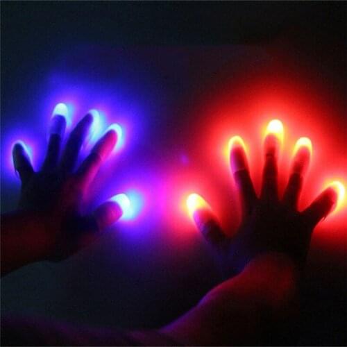 Funny Novelty Electronic LED Light Flashing Fingers Magic Trick Props Kids Amazing Glow Toys Children Luminous Decor Gift 1 Pair