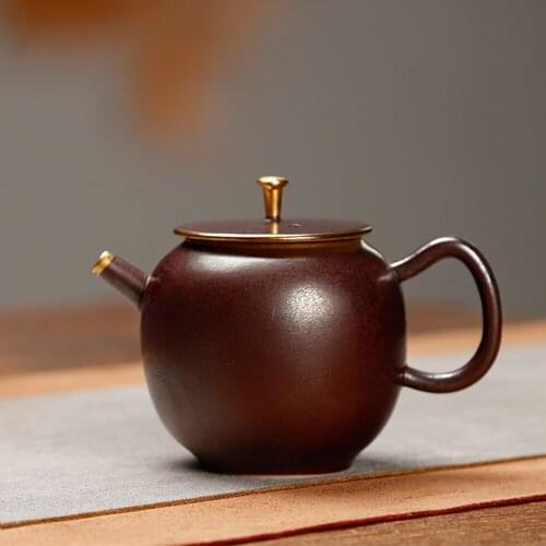 Chinese Traditional Style Rust Pattern Design Teapot For Gift Handmade Retro Ceramic Teapot For Home Hotel Office Teahouse 175mL