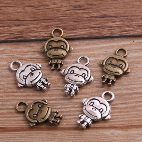 10PCS 15*22mm Two Color Fashion Two-sided Animal Charms Monkey Pendant Jewelry Metal Alloy Jewelry Marking