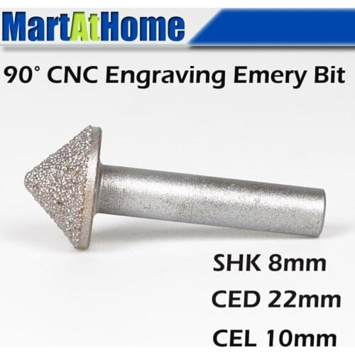 10PCS/lot 90 Degree 8*22*10mm CNC Engraving Emery Bit Burr for Stone Marble Granite Glass #SM591 @SD