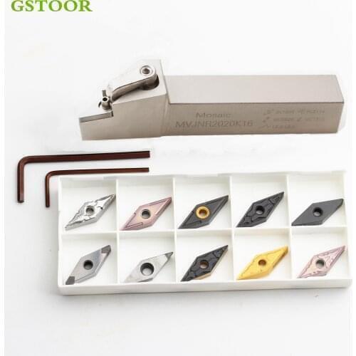 10PCS VNMG160404 VNMG160408 Carbide Inserts +MVJNR/L MVQNL BVJNR/L BVVNN2525M16 External Turning Toolholder CNC Lathe Cutting