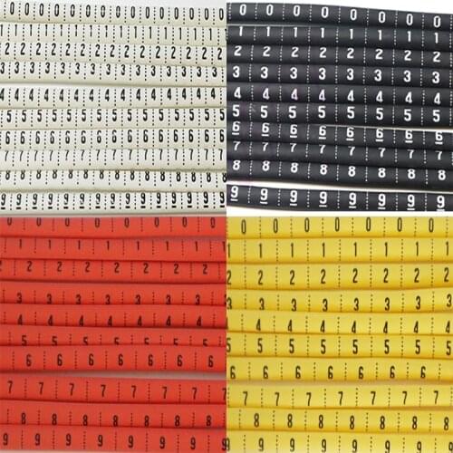 1000PCS/set Plastic heat shrink tubing 3:1 wiht glue cable marker with glue label Wire Number 0 to 9 1.6-15mm PVC insulation
