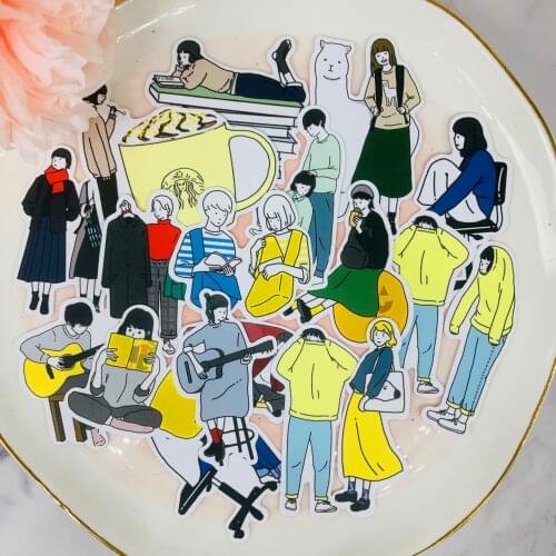 17pcs Illustrator character Kids Fun Paper Stickers Homemade Bookkeeping Decals on Laptop / Decorative scrapbooking / DIY