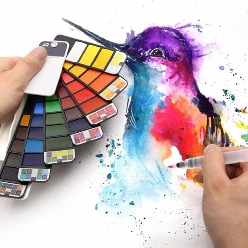 18/25/33/42 Colors Portable Water Color Kits Foldable Gouache Paints Set Outdoor Painting Artist Kids Art Supplies