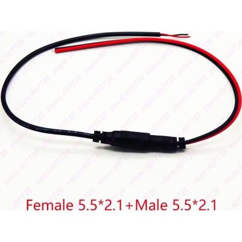 2PCS 5.5*2.1mm Female& Male DC Power Jack Adapter Wire DIY Socket DC Connector Plug Adapter for LED Strip lighting