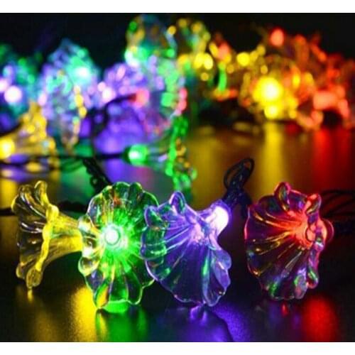 20LED Solar Morning glory Flower led string lights garland solar fairy lights Holiday Outdoor decorative garden Christmas lights