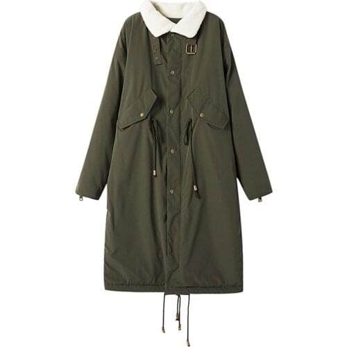 2020 winter new thick loose lamb wool cotton coat ladies long waist cotton coat s-xl trend coat MF055