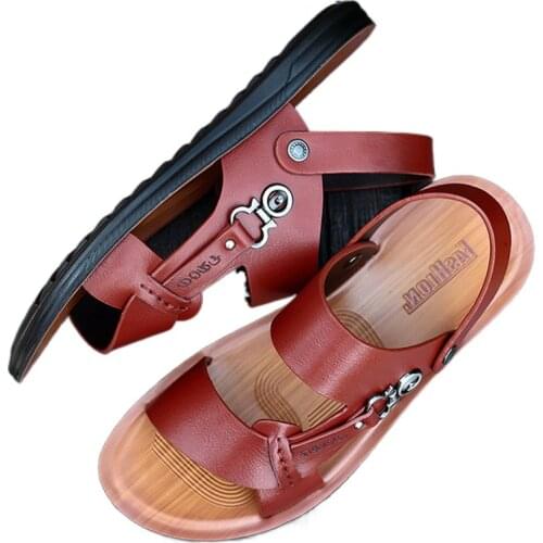 2021 Summer Leather Sandals For Men Outdoor Soft Beach Shoes Flip Flops Fashion Shoes Indoor Slides Man Home Flat Slippers Bath