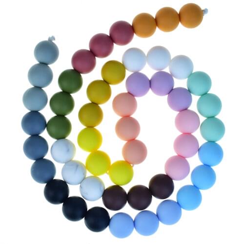 Mabochewing 50pcs 19mm White Color Baby Chew Infant Pacifier Chain Silicone Round Beads