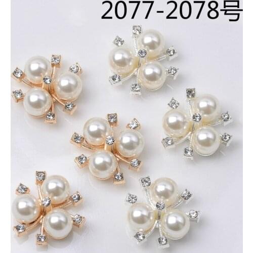 50Pieces 20x20mm Gold/Silver Color Crystal Imitation Pearls Charms Pendant DIY Findings Jewelry Accessories