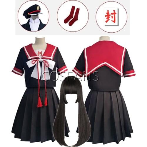 Anime Toilet-Bound Hanako-kun Cosplay Costumes Anime Performance Stage Costume Halloween Dress for Women Top Skirt Tie wig
