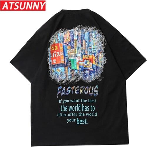 ATSUNNY Urban Retro Printing Short Sleeve T-Shirt HipHop Streetwear Casual T-Shirt Man Summer Fashion Hawaiian T-Shirts Tops