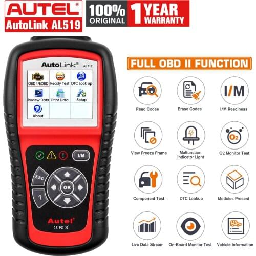 Autel AutoLink AL519 AL619 Diagnostic Auto OBD2 Scanner Car Diagnostic Tool Car DTC Reader Scanner OBDII Code Reader Automotive