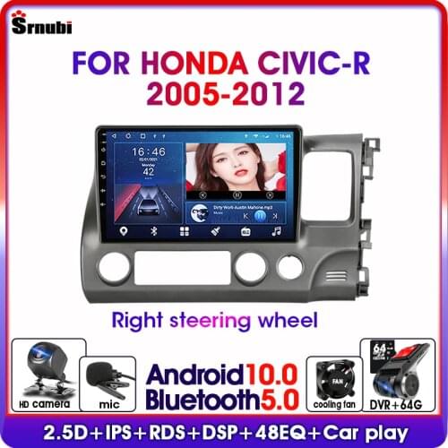A11 Android 10 car radio player for Honda Civic 2005-2012-R right rudder GPS navigation system 4G WIFI DSP RDS IPS audio stereo