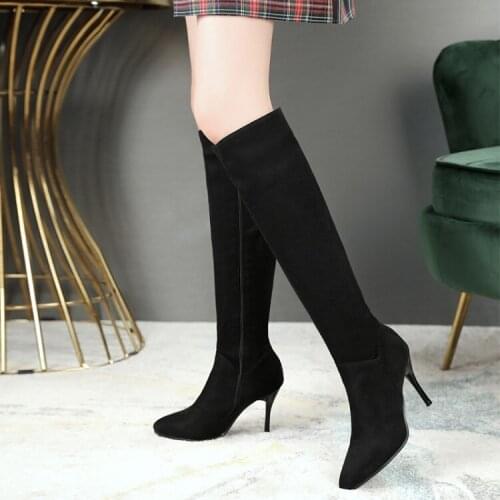 Big Size9 10 11 12 boots women woman winter boots women women shoes botas Side zipper tapered heel