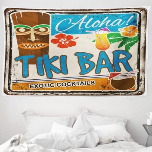 Ethnic Mikrofiber Large Wall Tapestry Tiki Bar Pattern Fabric Print Decorative Wall hanging 230cm x 140cm