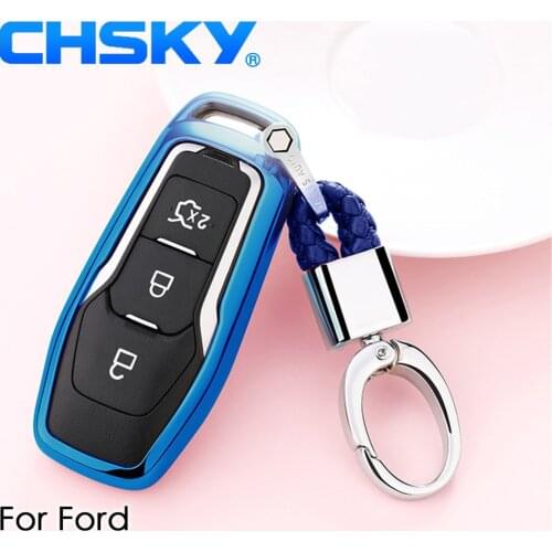 CHSKY Car Styling TPU Car Key Case Shell Auto Key Chain For Ford Edge Engine Mustang Mondeo Car key Covers Case Car Accessories