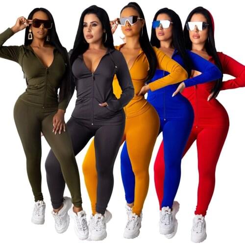 European and American Leisure Fashion Hooded Sports Suit Piece