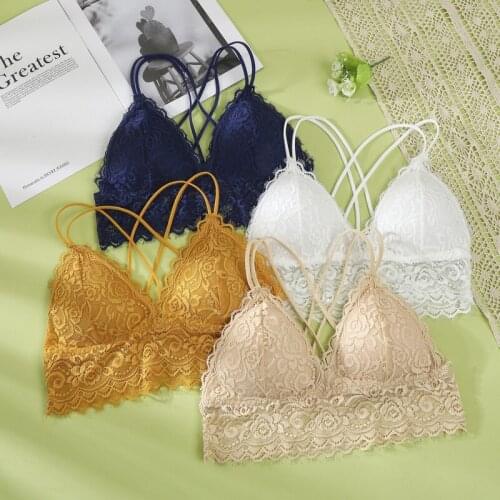 French Triangle Underwear For Women Summer Lingerie Sexy Corset Lace Backless Bra Push Up Bra Hollow Out Active Seamless Bra