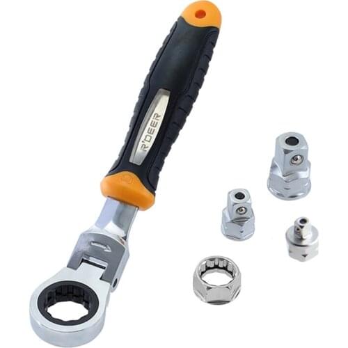 5pcs/set Ratchet Wrench 1/4" 3/8" 1/2" Adjustable Sleeve Adapter Chrome Vanadium Steel Spanner Auto Repair Tools
