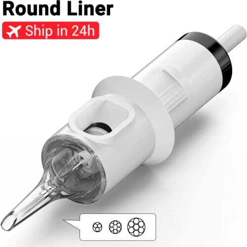 50pcs Tattoo Needles Revolution Cartridge Round Liner for Tatto Gun Pen Machine #10 (0.30mm needle) #12 (0.35mm needle)