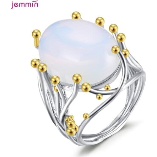 Fashion 925 Sterling Silver Simple Twist Stackable Geometric Moonstone Finger Ring for Women Fine Jewelry 2021 New
