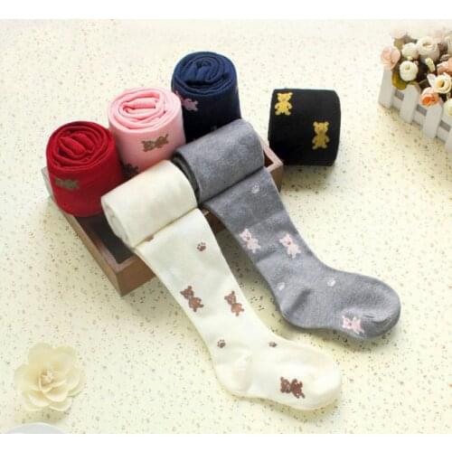 Cute Bear Girls Tights Childrens Princess Stockings Kids Cartoon Candy Color Pantyhose Spring Autumn Infant Collant Clothing