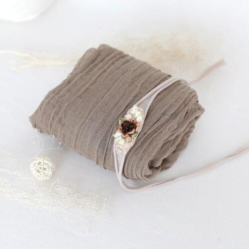 Santa suit cheesecloth wrap gauze cotton dyed blanket Christmas Baby knitted wrap and headband set Newborn photography props