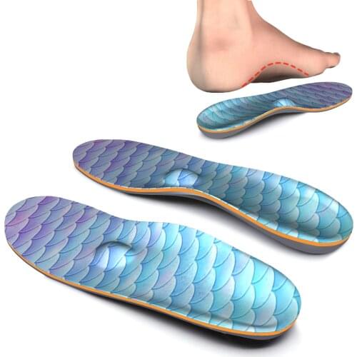 Blue Pattern Soft Orthotic Arch Support Insoles with High Arch Foot Memory Foam Orthopedic Insoles for Men and Women