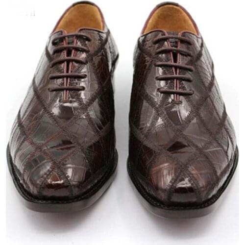 Hubu new arrival process manual men crocodile shoes Joining together business male crocodile leather shoes Men shoes