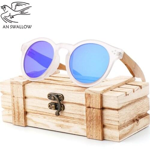 New fashionable bamboo Sunglasses with oval transparent PC frame and bamboo leg polarized glasses for men and women