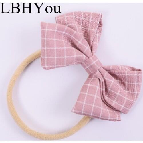 New Fashion Handmade Baby Girls Nylon Headband Linen Cotton Hand Tie Nylon Hairbands Infants Toddler Head Bands