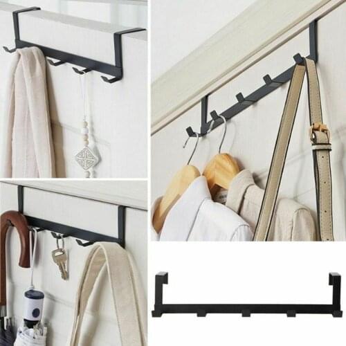Bathroom Organizer Rack Clothes Coat Hat Towel Hanger Shelf Save Space Metal Storage Organizer Black Over The Door 5 Home Hooks