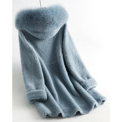 Coat Fur Real Female Sheep Shearling Jacket Winter Coat Women Clothes 2020 Fox Fur Collar Wool Coats Manteau Femme MY s
