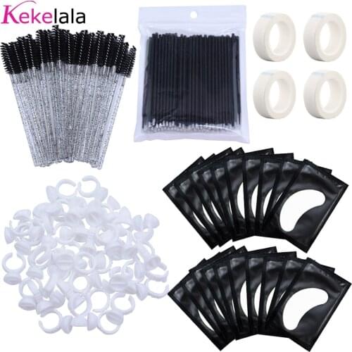Under Eye Patches for Eyelash Extension Glitter Mini Mascara Wand Comb Brush Cleaning Stick Lash Lifting Tape Glue Ring Eye Pad