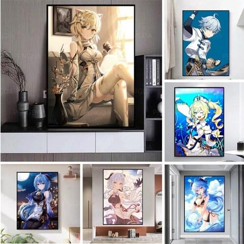 Canvas Printed Modern Poster Genshin Impact Home Decor Japanese Anime Painting Wall Art Pictures Living Room Modular No Frame