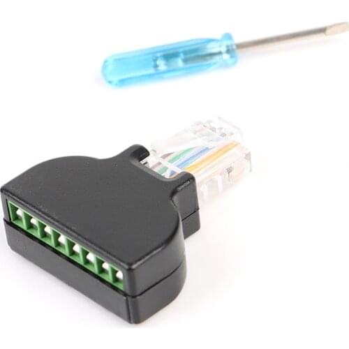 RJ45 Ethernet Female To 8 Pin Screw Terminal Connector Male To 8 Pin AV Terminal Adapter Block Cable For CCTV Digital Plug Jack