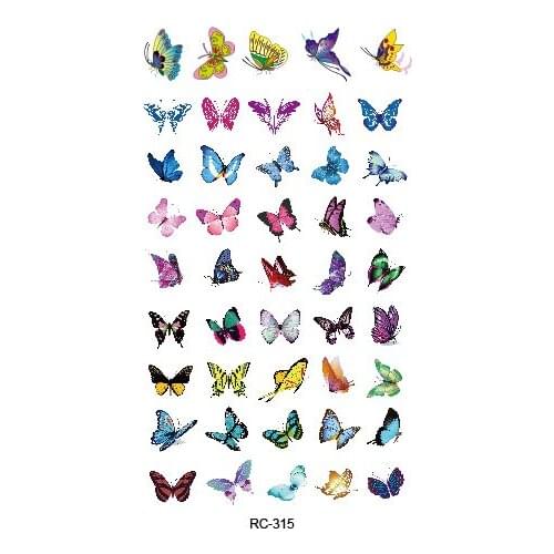 Rocooart RC-315 Butterfly Elements DIY Waterproof Temporary Tattoo Stickers Colorful Flash Fake Tattoo Taty Tatuaje For Body Art
