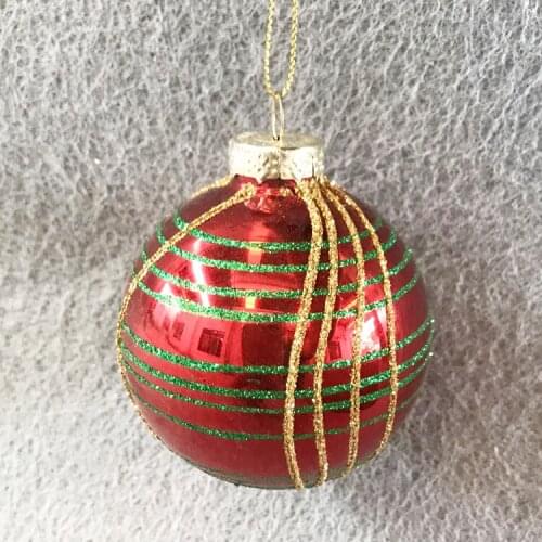 Christmas Decoration Glass Pendant Gift foreign trade mall store layout ceiling 6.5cm gold green painted ball