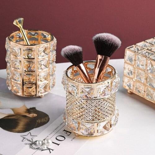 Crystal Lipstick Holder Makeup Organizer Table Makeup Brush Jewelry Storage Box Decor Tray