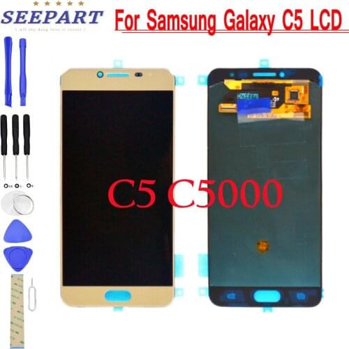 Super AMOLED For Samsung Galaxy C5 LCD C5000 Display Touch Screen Digitizer Assembly Replacement Parts For Samsung C7000 LCD