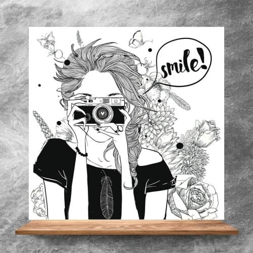 Warm Girl Taking Pictures Clear Stamps DIY Scrapbooking Album Card Making DIY Decoration Making Embossing Stencil